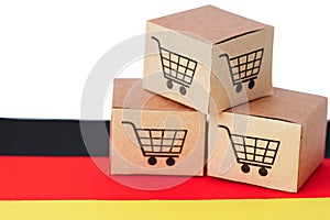 Box with shopping cart logo and Germany flag