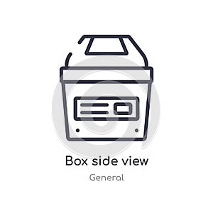 box side view outline icon. isolated line vector illustration from general collection. editable thin stroke box side view icon on