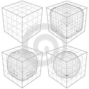 Box From The Simple To The Complicated Sphere Shape Vector. Illustration Isolated On White Background.