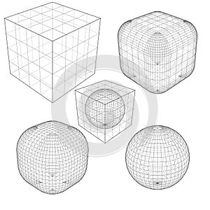 Box From The Simple To The Complicated Sphere Shape Vector. Illustration Isolated On White Background.