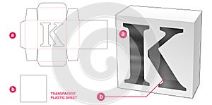 Box with stenciled K alphabet window die cut template