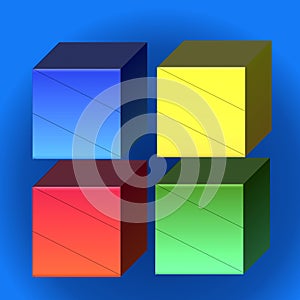 box three dimensi, background full color illustration