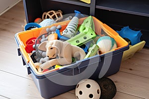 box of toys and accessories, ready to be chosen by pet owner