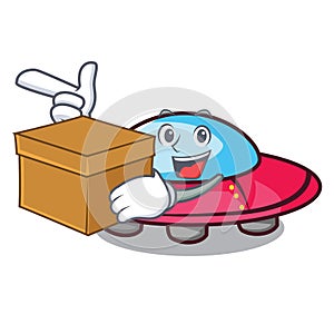 With box ufo character cartoon style