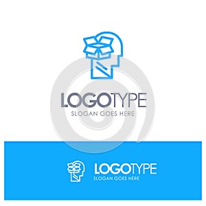 Box, Unbox, Data, User, Male Blue Outline Logo Place for Tagline