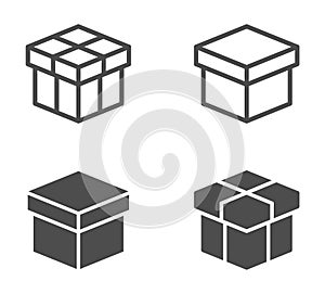 box vector icons isolated on white background
