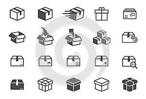 box vector icons isolated on white background