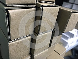 Box warehouse industry business shipping distribution package logistic. Factory shelf cardboard box storage cargo. Packaging