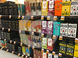 Box Wine Selection at Grocery Store