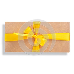 Box with yellow ribbon bow gift