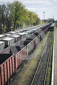 Boxcars in the railway station