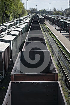 Boxcars in the railway station