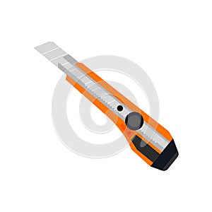 Boxcutter flat design vector illustration. Blade stationery knife vector illustration. Cutter knife vector blade. Paper craft