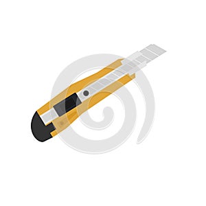 Boxcutter flat design vector illustration. Blade stationery knife vector illustration. Cutter knife vector blade. Paper craft