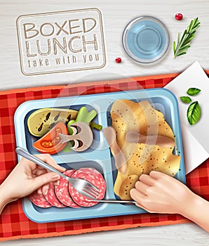 Boxed Lunch Hands Illustration