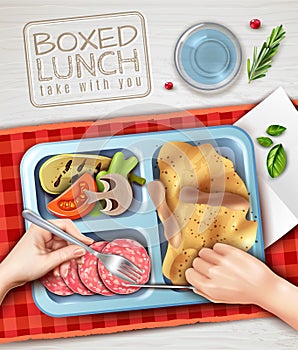 Boxed Lunch Hands Illustration photo