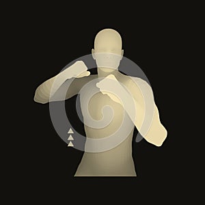Boxer. 3D Model of Man. Human Body. Sport Symbol