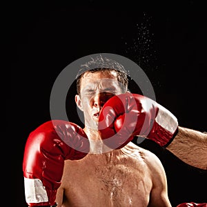 Boxer being hit