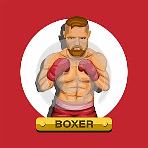 Boxer, boxing fighter athlete sport character concept in cartoon illustration vector