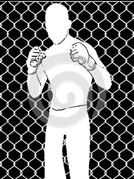 Boxer with boxing gloves without face, fighting illustration