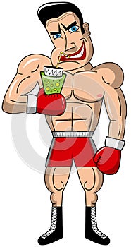 Boxer Boxing Man Mad Muscular Drinking Isolated