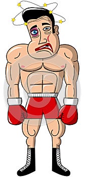 Boxer Boxing Man Muscular Beaten Injured Isolated