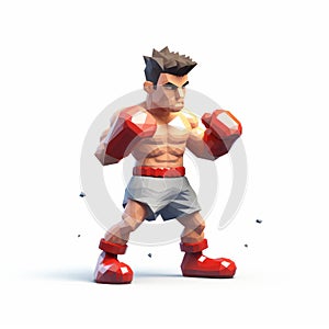 Boxer Character Game Poster Illustration In 3d Precisionist Style