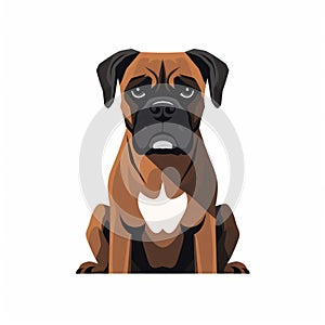 Black And Brown Boxer Dog Sitting - Flat Vector Style Illustration