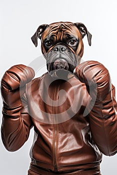 Boxer Dog wearing boxing gloves