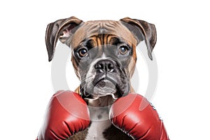 Boxer Dog On White Background. Boxing. Generative AI