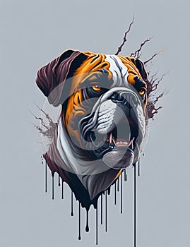 Boxer Dog white background Splash Art 1