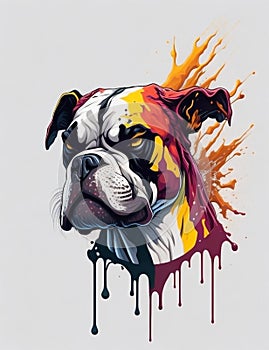 Boxer Dog white background Splash Art 2