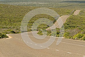 Boxer Drive, windy wavy roadway on Kangaroo Island, South Australia.