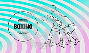 Boxer has hit and the opponent falls in knockout. Vector outline of boxing sport illustration