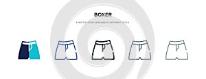 Boxer icon in different style vector illustration. two colored and black boxer vector icons designed in filled, outline, line and