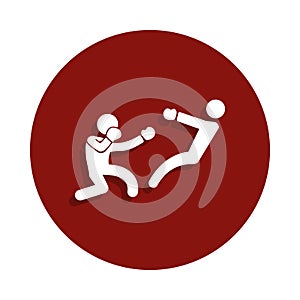 boxer knockdown icon in badge style. One of Fight collection icon can be used for UI, UX