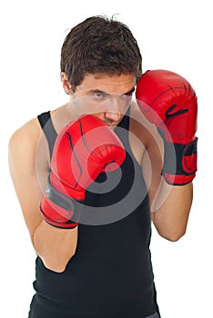 Boxer man defending photo