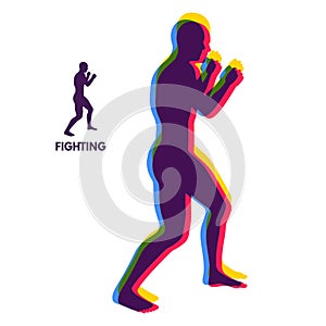 Boxer. Silhouette of a fighting man. Design template for Sport. Emblem for training