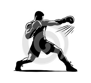 boxer silhoutte jab punch photo