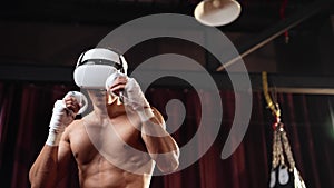 Boxer training utilizing VR technology or virtual reality. Impetus