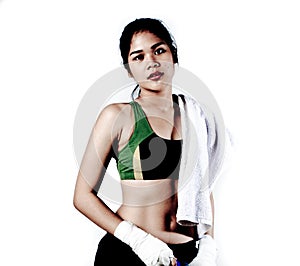 Boxer Woman With White Handwrap
