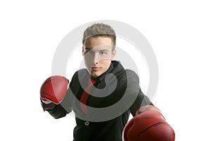 Boxer young competitive businessman isolated