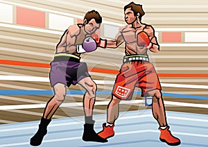 boxers in action. Vector illustration decorative design