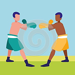 Boxers fighting avatars characters