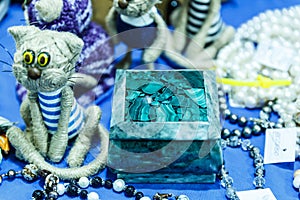 Boxes and accessories from malachite