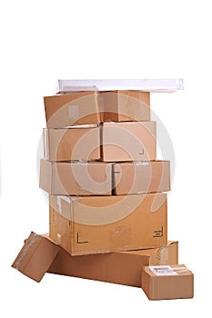 Boxes carelessly stacked on top of each other