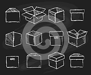 Boxes on chalk board