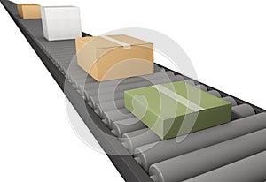 Boxes on conveyor belt