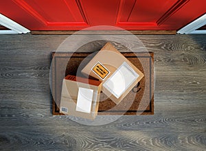 Boxes delivered to the door, easy to steal. photo