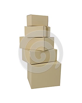 Boxes in different sizes stacked boxes isolated on white backgro